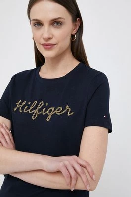 Tommy Hilfiger t-shirt bawełniany kolor granatowy