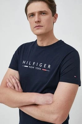 Tommy Hilfiger t-shirt bawełniany kolor granatowy z nadrukiem