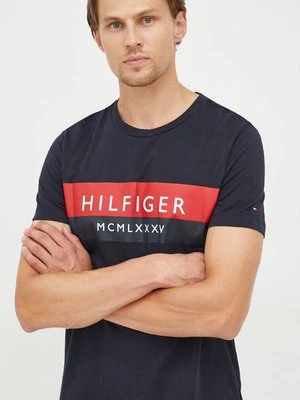 Tommy Hilfiger t-shirt bawełniany kolor granatowy z nadrukiem