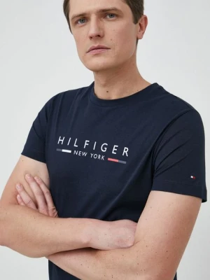 Zdjęcie produktu Tommy Hilfiger t-shirt bawełniany kolor granatowy z nadrukiem