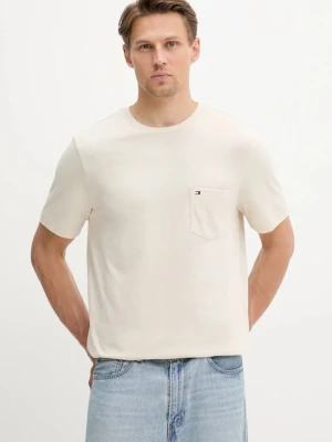Tommy Hilfiger t-shirt bawełniany męski kolor beżowy gładki MW0MW37283
