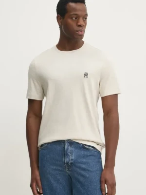 Tommy Hilfiger t-shirt bawełniany męski kolor beżowy melanżowy MW0MW37510