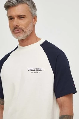 Tommy Hilfiger t-shirt bawełniany męski kolor beżowy wzorzysty MW0MW33679
