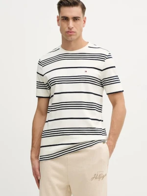 Tommy Hilfiger t-shirt bawełniany męski kolor beżowy wzorzysty MW0MW41908