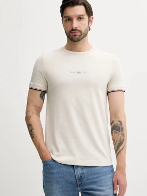 Tommy Hilfiger t-shirt bawełniany męski kolor beżowy z aplikacją MW0MW32584