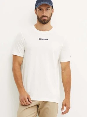 Tommy Hilfiger t-shirt bawełniany męski kolor beżowy z aplikacją MW0MW36210