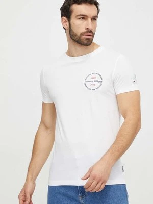 Tommy Hilfiger t-shirt bawełniany męski kolor beżowy z nadrukiem MW0MW34390