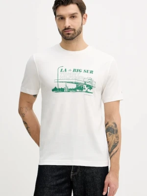 Tommy Hilfiger t-shirt bawełniany męski kolor beżowy z nadrukiem MW0MW41464