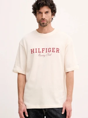 Tommy Hilfiger t-shirt bawełniany męski kolor beżowy z nadrukiem MW0MW41466