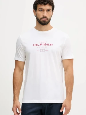 Tommy Hilfiger t-shirt bawełniany męski kolor biały wzorzysty MW0MW40002