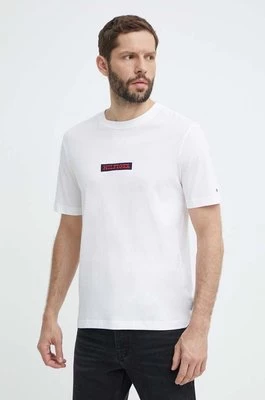 Tommy Hilfiger t-shirt bawełniany męski kolor biały z aplikacją MW0MW34373