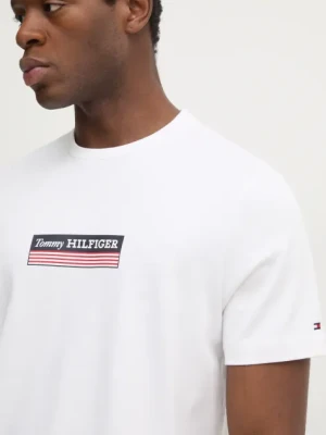 Tommy Hilfiger t-shirt bawełniany męski kolor biały z aplikacją MW0MW38079