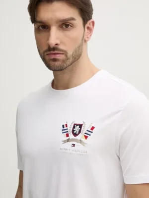 Tommy Hilfiger t-shirt bawełniany męski kolor biały z aplikacją MW0MW38612