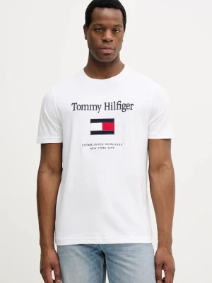 Tommy Hilfiger t-shirt bawełniany męski kolor biały z aplikacją MW0MW42736