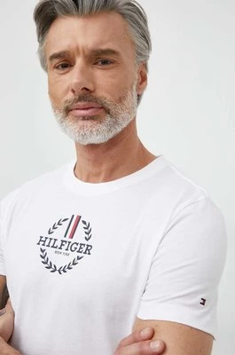 Tommy Hilfiger t-shirt bawełniany męski kolor biały z nadrukiem MW0MW34388