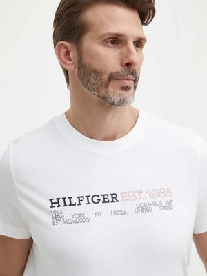 Tommy Hilfiger t-shirt bawełniany męski kolor biały z nadrukiem MW0MW34435