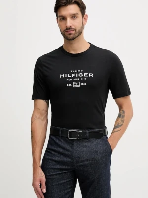 Tommy Hilfiger t-shirt bawełniany męski kolor czarny wzorzysty MW0MW40002