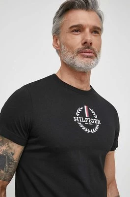 Tommy Hilfiger t-shirt bawełniany męski kolor czarny z nadrukiem MW0MW34388