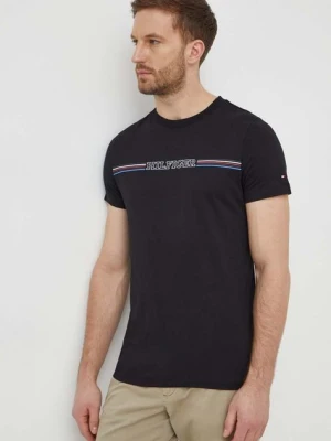 Tommy Hilfiger t-shirt bawełniany męski kolor czarny z nadrukiem MW0MW34428