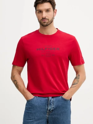 Tommy Hilfiger t-shirt bawełniany męski kolor czerwony wzorzysty MW0MW40002