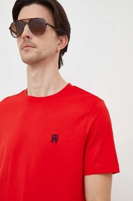 Tommy Hilfiger t-shirt bawełniany męski kolor czerwony z aplikacją MW0MW33987
