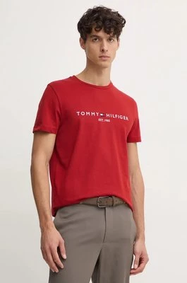 Tommy Hilfiger t-shirt bawełniany męski kolor czerwony z aplikacją