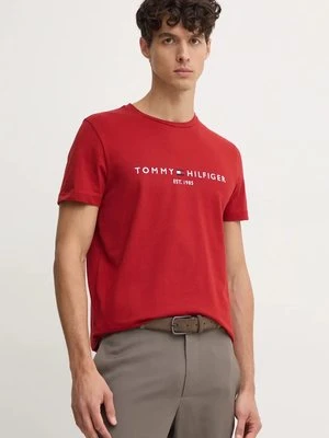 Tommy Hilfiger t-shirt bawełniany męski kolor czerwony z aplikacją