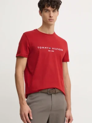 Tommy Hilfiger t-shirt bawełniany męski kolor czerwony z aplikacją