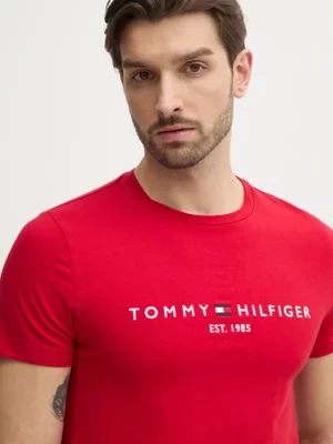 Tommy Hilfiger t-shirt bawełniany męski kolor czerwony z aplikacją MW0MW11797