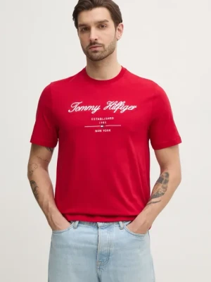 Tommy Hilfiger t-shirt bawełniany męski kolor czerwony z aplikacją MW0MW33691