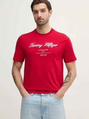 Tommy Hilfiger t-shirt bawełniany męski kolor czerwony z aplikacją MW0MW33691