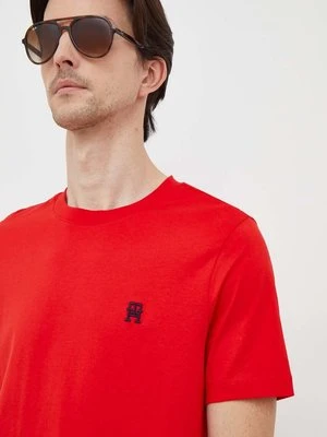 Tommy Hilfiger t-shirt bawełniany męski kolor czerwony z aplikacją MW0MW33987