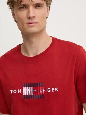 Tommy Hilfiger t-shirt bawełniany męski kolor czerwony z aplikacją MW0MW36455