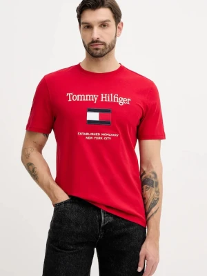 Tommy Hilfiger t-shirt bawełniany męski kolor czerwony z aplikacją MW0MW42736
