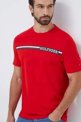 Tommy Hilfiger t-shirt bawełniany męski kolor czerwony z nadrukiem MW0MW33688
