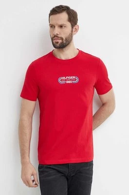 Tommy Hilfiger t-shirt bawełniany męski kolor czerwony z nadrukiem MW0MW34429