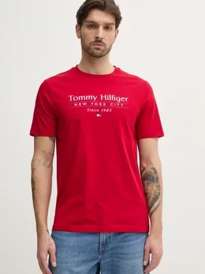 Tommy Hilfiger t-shirt bawełniany męski kolor czerwony z nadrukiem MW0MW38621