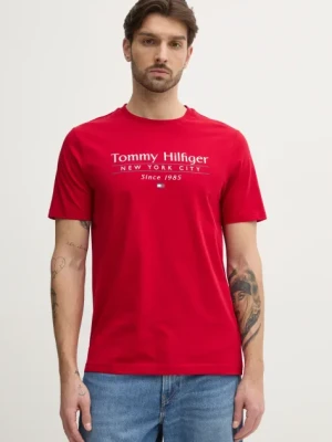 Tommy Hilfiger t-shirt bawełniany męski kolor czerwony z nadrukiem MW0MW38621