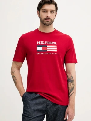 Tommy Hilfiger t-shirt bawełniany męski kolor czerwony z nadrukiem MW0MW39843