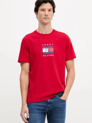 Tommy Hilfiger t-shirt bawełniany męski kolor czerwony z nadrukiem MW0MW41338