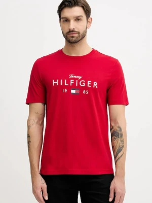 Tommy Hilfiger t-shirt bawełniany męski kolor czerwony z nadrukiem MW0MW41455