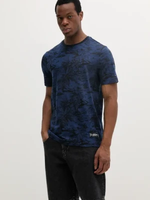 Tommy Hilfiger t-shirt bawełniany męski kolor granatowy wzorzysty MW0MW38933