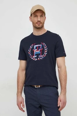 Tommy Hilfiger t-shirt bawełniany męski kolor granatowy z aplikacją MW0MW34393