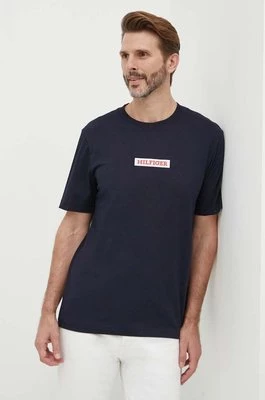 Tommy Hilfiger t-shirt bawełniany męski kolor granatowy z aplikacją MW0MW34373