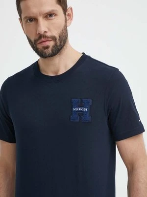 Tommy Hilfiger t-shirt bawełniany męski kolor granatowy z aplikacją MW0MW34436