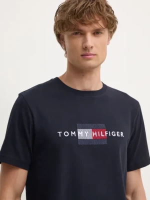 Tommy Hilfiger t-shirt bawełniany męski kolor granatowy z aplikacją MW0MW36455