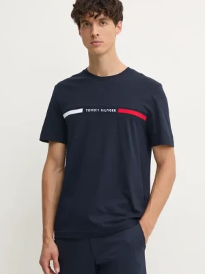 Tommy Hilfiger t-shirt bawełniany męski kolor granatowy z aplikacją MW0MW36498