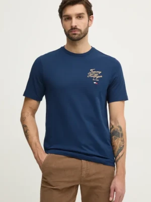 Tommy Hilfiger t-shirt bawełniany męski kolor granatowy z aplikacją MW0MW38334