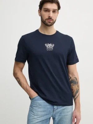 Tommy Hilfiger t-shirt bawełniany męski kolor granatowy z aplikacją MW0MW38613