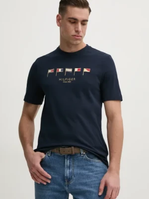 Tommy Hilfiger t-shirt bawełniany męski kolor granatowy z aplikacją MW0MW38616